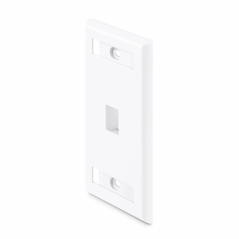 SFPS Single Gang Keystone Faceplate, Label Pockets, 1 Port, White, 4.49'' x 2.76''