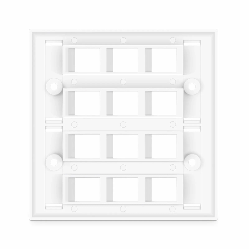 SFPS SyncEase Single Gang Twelve Port Keystone Faceplate, Label Pockets, White