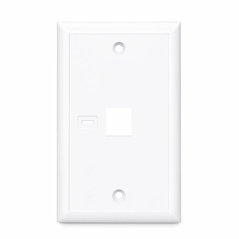 SFPS Single Gang Keystone Faceplate, Computer and Telephone Identification Icons, 1 Port, White, 4.49'' x 2.76''