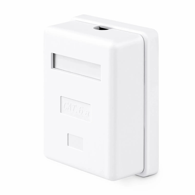 SFPS Cat6a RJ45 Shielded Surface Mount Box, 1 Port, White