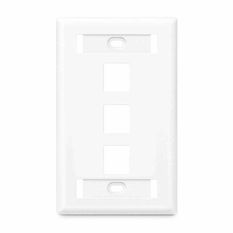 SFPS Single Gang Keystone Faceplate, Label Pockets, 3 Ports, White, 4.49'' x 2.76''