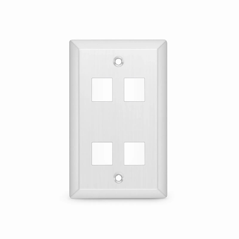 SFPS SyncEase Stainless Steel Four Port Keystone Single Gang Wall Plate