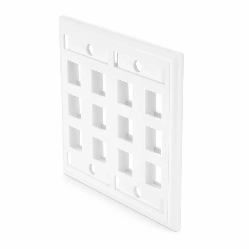 SFPS SyncEase Single Gang Twelve Port Keystone Faceplate, Label Pockets, White