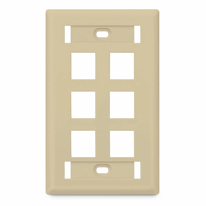 SFPS SyncEase Single Gang Six Port Keystone Faceplate, Label Pockets, Ivory