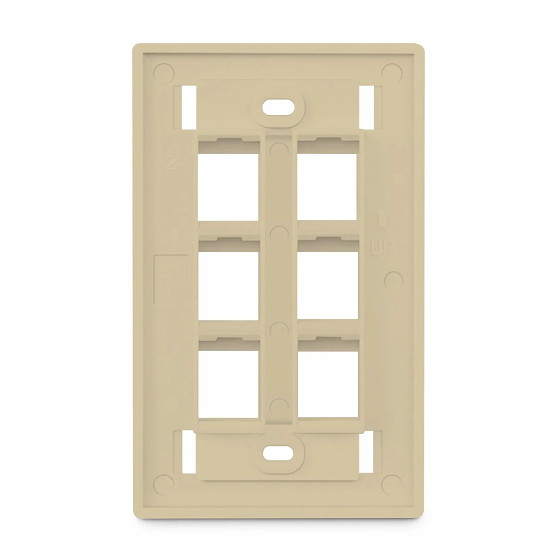 SFPS SyncEase Single Gang Six Port Keystone Faceplate, Label Pockets, Ivory