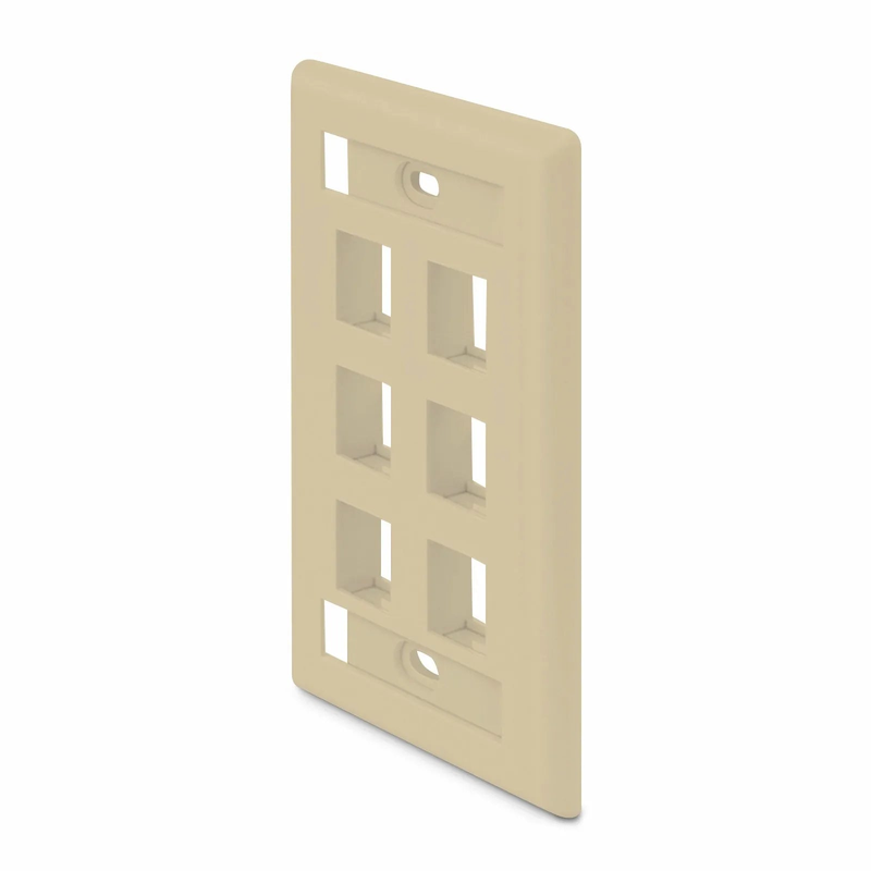 SFPS SyncEase Single Gang Six Port Keystone Faceplate, Label Pockets, Ivory