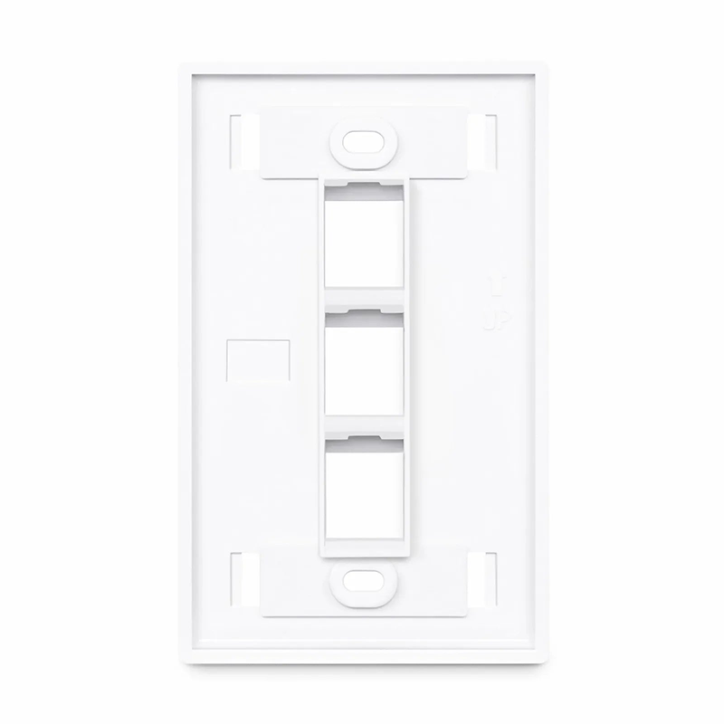 SFPS Single Gang Keystone Faceplate, Label Pockets, 3 Ports, White, 4.49'' x 2.76''