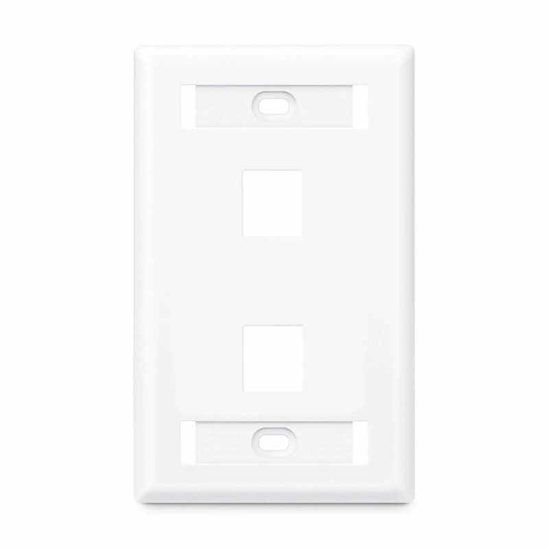SFPS Single Gang Keystone Faceplate, Label Pockets, 2 Ports, White, 4.49'' x 2.76''