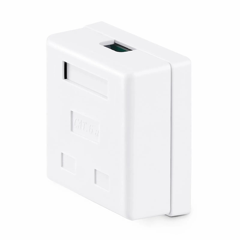 SFPS Cat6a RJ45 Shielded Surface Mount Box, 2 Ports, White