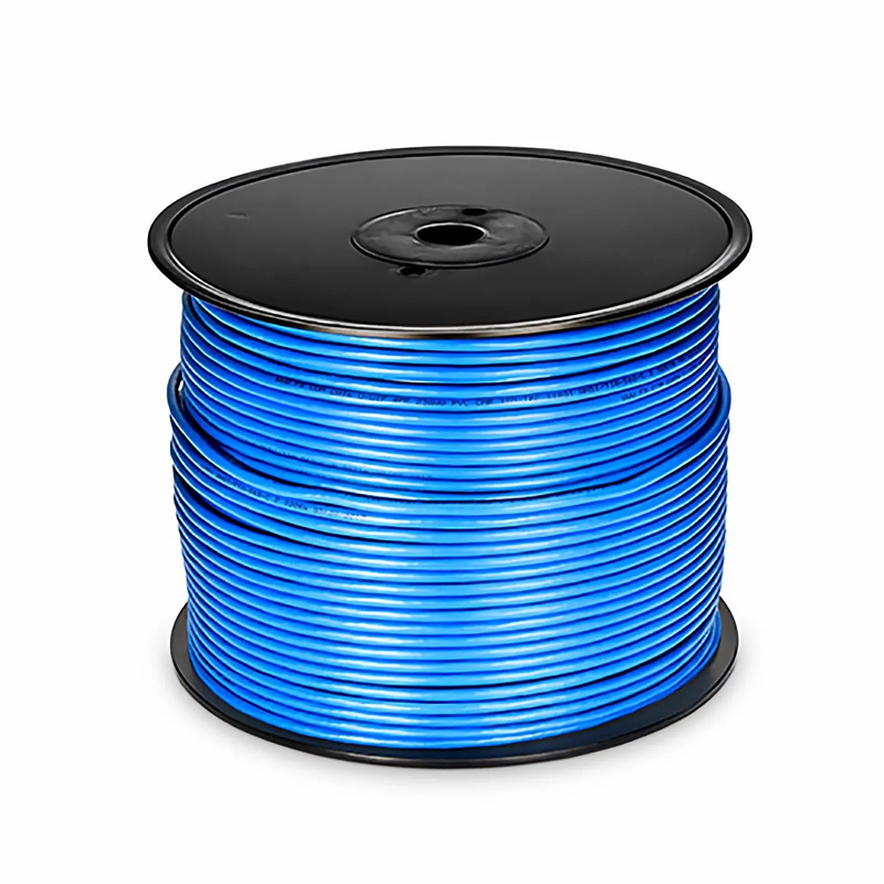 SFPS Cat5e Ethernet Bulk Cable, 1000ft (305m), 24AWG Solid Pure Bare Copper Wire, 350MHz, Unshielded (UTP), PVC CMR, with Reel (Blue)