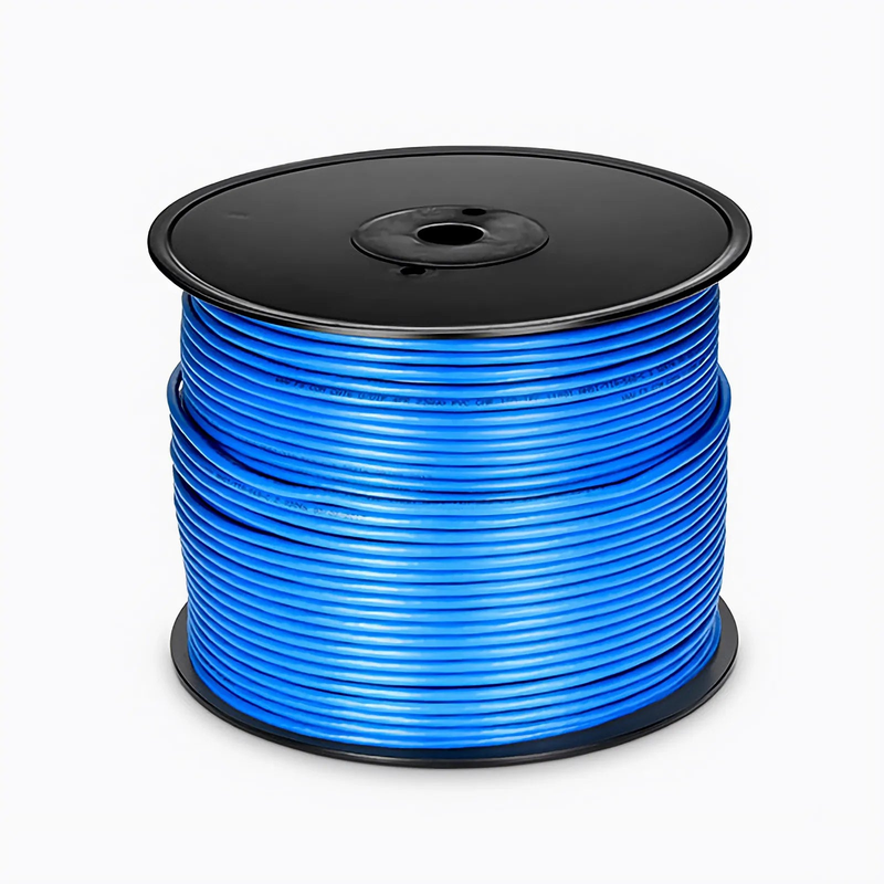 SFPS Cat6 Ethernet Bulk Cable, 1000ft (305m), UL Listed, 23AWG Solid Pure Bare Copper Wire, 550MHz, Unshielded (UTP), PVC CMR, with Reel (Blue)