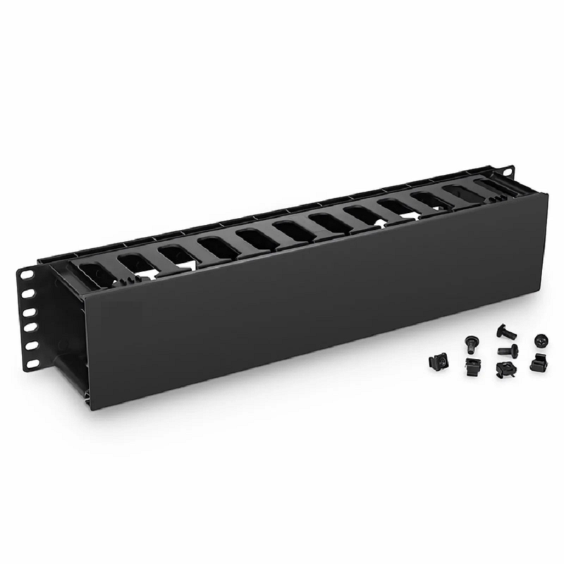 SFPS Horizontal Single Sided Manager, 2RU, Finger Duct with Cover, 3.43 in. Depth