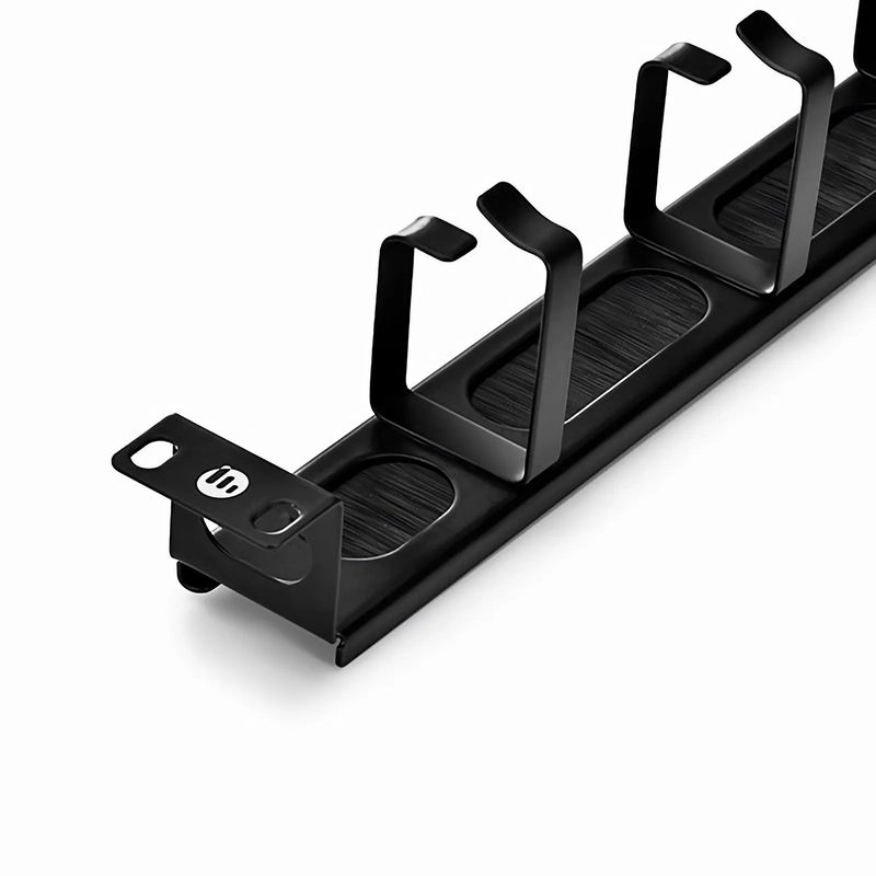 SFPS Recessed Horizontal Single Sided Pass-Thru Manager, 1RU, 4 D-rings & Brush Strip, 3.46 in. Depth