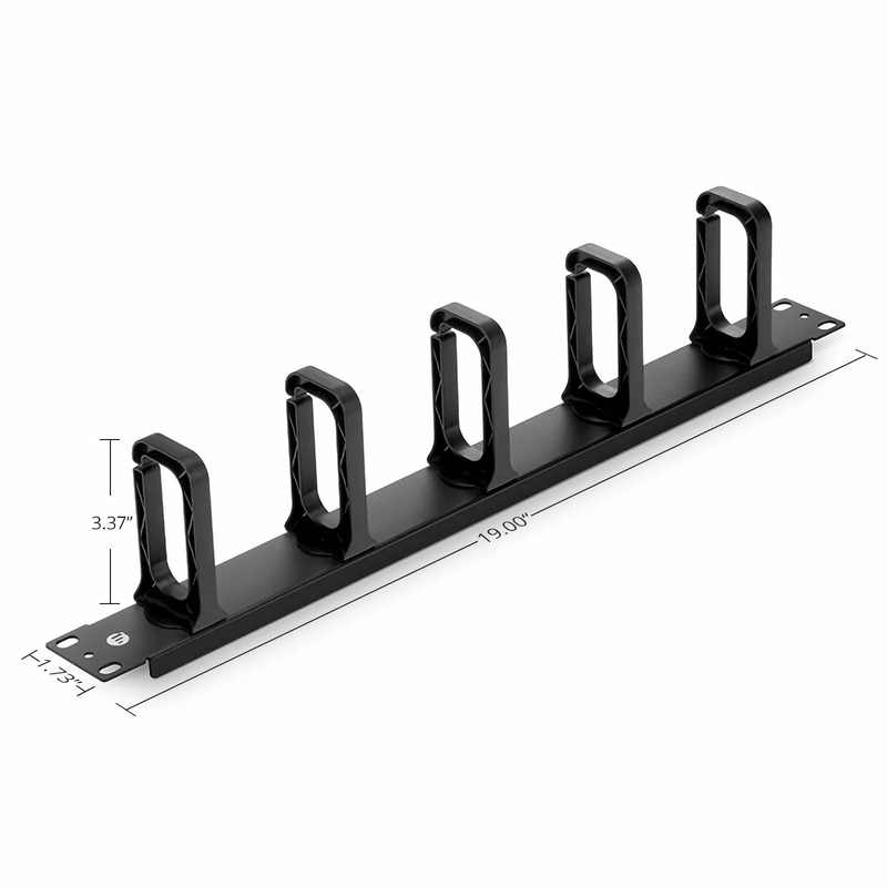 SFPS Horizontal Single Sided Manager, 1RU, 5 Snap-in D-Rings, 3.37 in. Depth