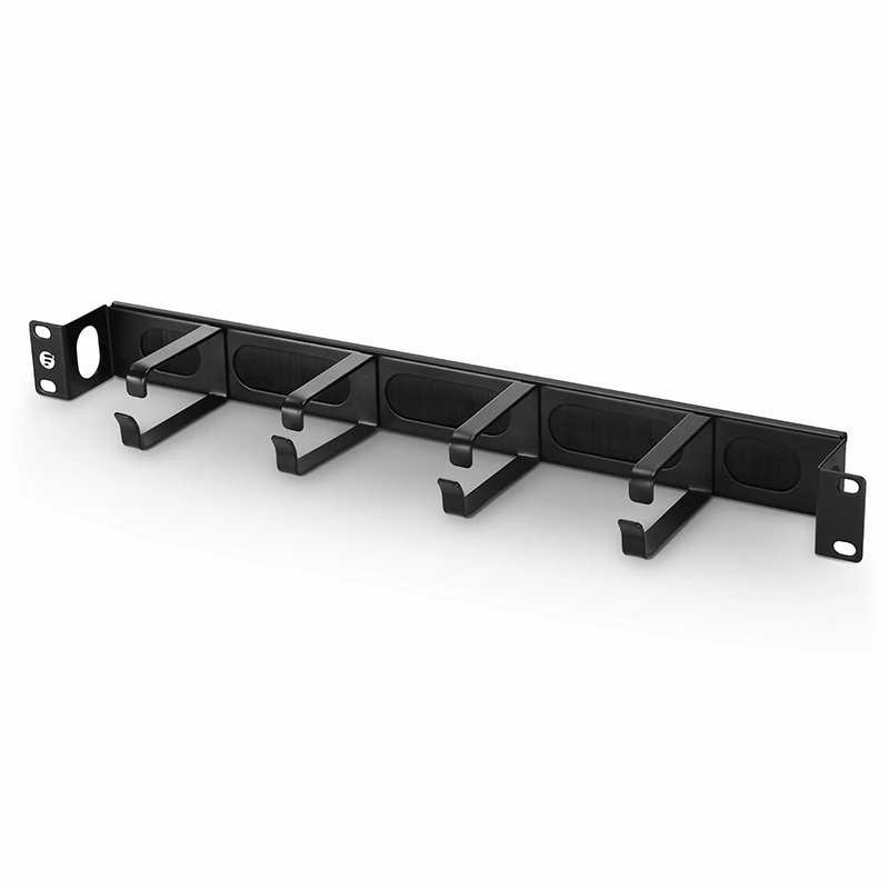 SFPS Recessed Horizontal Single Sided Pass-Thru Manager, 1RU, 4 D-rings & Brush Strip, 3.46 in. Depth