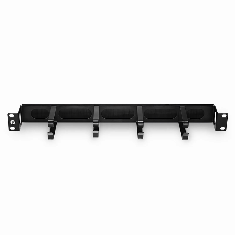 SFPS Recessed Horizontal Single Sided Pass-Thru Manager, 1RU, 4 D-rings & Brush Strip, 3.46 in. Depth