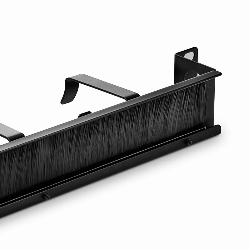 SFPS Recessed Horizontal Single Sided Pass-Thru Manager, 1RU, 4 D-rings & Brush Strip, 3.46 in. Depth