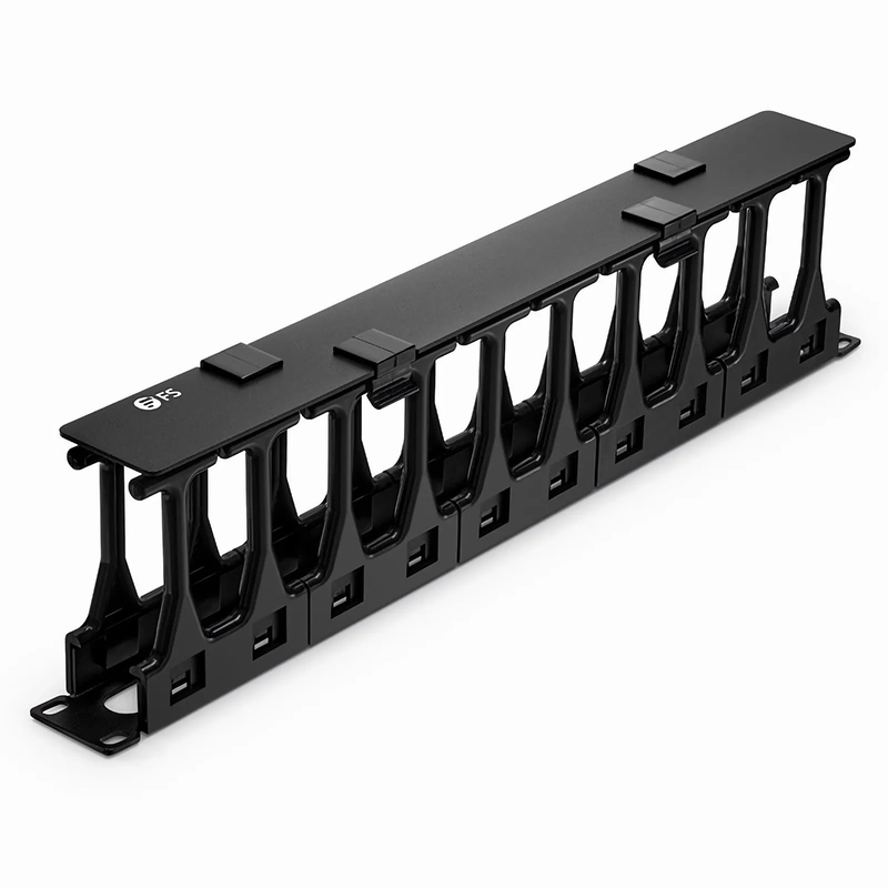 SFPS Horizontal Single Sided Steel Manager, 1RU, Finger Duct with Cover, 4.44 in. Depth