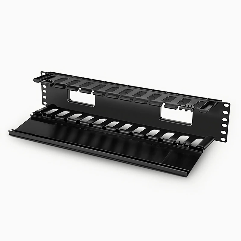 SFPS Horizontal Single Sided Manager, 2RU, Finger Duct with Cover, 3.43 in. Depth