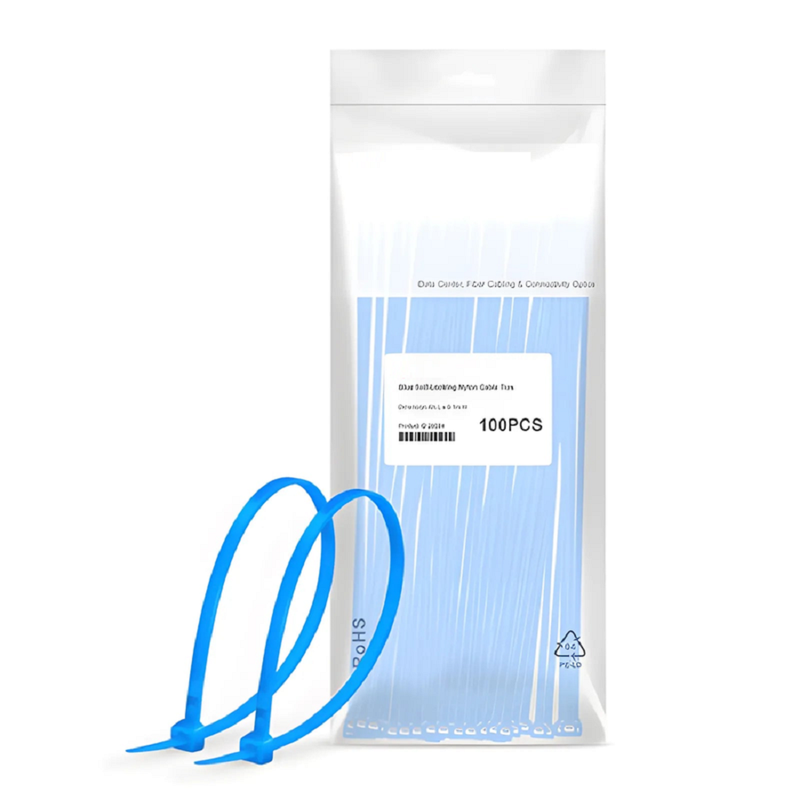 SFPS 100-Pack 4in.L x 0.1in.W Self-Locking Nylon Cable Ties, Blue