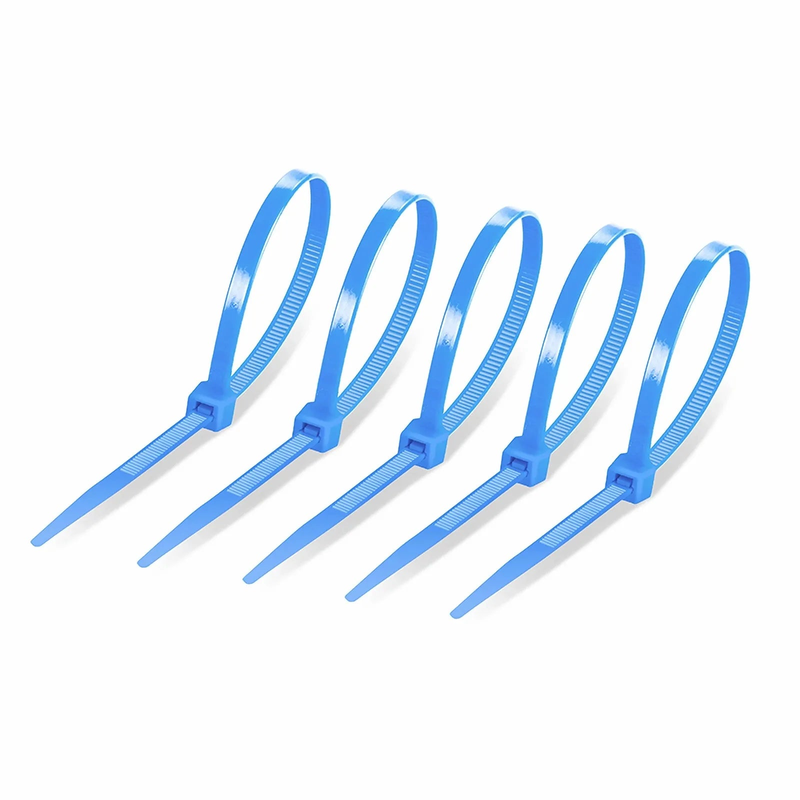 SFPS 100Pcs/Pack 8in.L x 0.18in.W Self-Locking Nylon Cable Ties, Blue