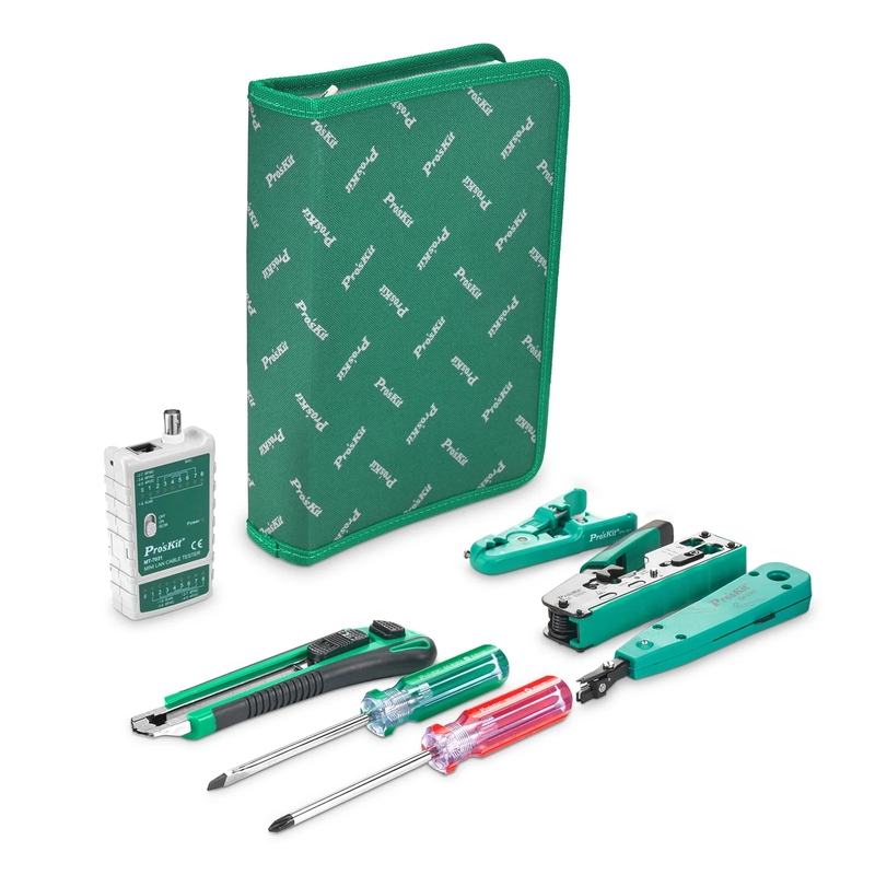 SFPS Pro'sKitA® 7-in-1 Network Installation Tool Kit with Cable Tester, Crimper, Wire Stripper in Carrying Case