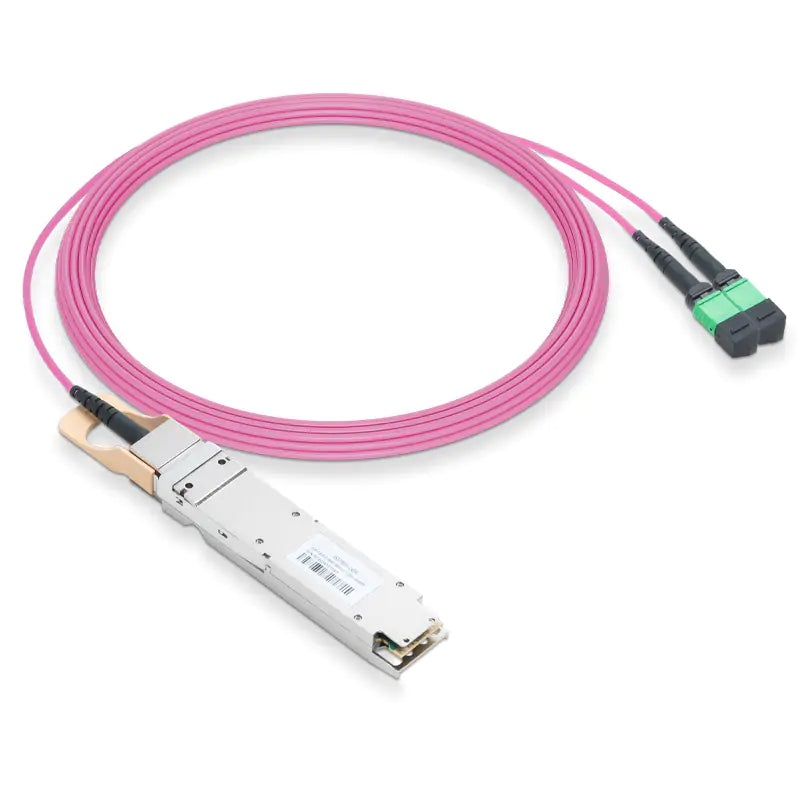 NVIDIA/Mellanox Compatible 800GBASE-2xSR4/SR8 OSFP Finned Top PAM4 850nm 100m DOM IB and Ethernet Liquid/Immersion Cooling Transceiver for MMF with 10m Dual MPO-12/APC OM4 Erika Violet/Magenta Female Type A Pigtails SFPS