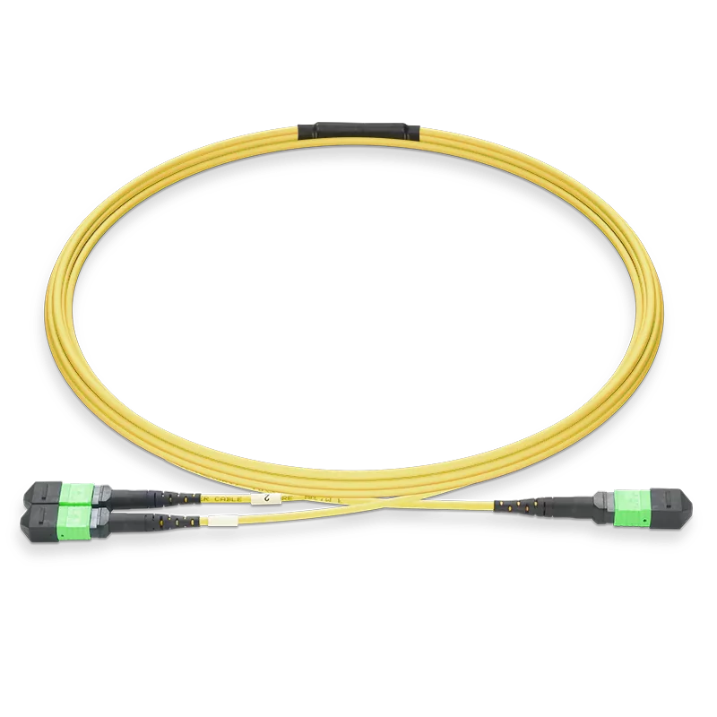 NVIDIA/Mellanox MFP7E40-N050 Compatible 50m (164ft) MPO-8 APC (Female) to 2x MPO-4 APC (Female) Single-mode (OS2) Breakout, Type B, LSZH, 3.0mm, Max IL ≤ 0.35dB, Yellow SFPS
