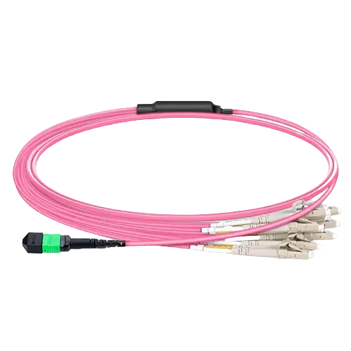 0.5m (1.6ft) MPO-16 APC (Female) to 8x LC Duplex UPC Multimode (OM4) Harness, Type B, LSZH, Magenta SFPS
