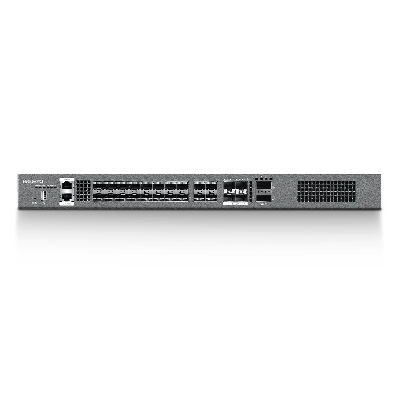 24-Port Ethernet L3 Switch, 20×10Gb SFP+, with 4×25Gb SFP28 and 2×40Gb QSFP+, Broadcom Chip, for DCN/Enterprise Network SFPS
