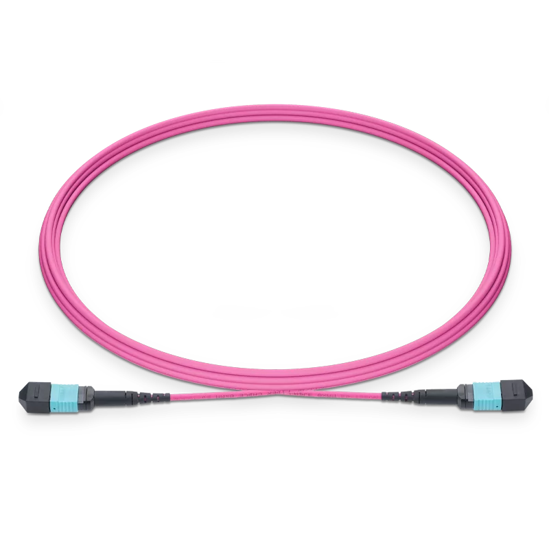 1m (3ft) MPO-12 UPC (Male) to MPO-12 UPC (Female) 12 Fibers Multimode (OM4) Jumper, Type B, LSZH, 3.0mm, Max IL ≤ 0.35dB, Magenta SFPS