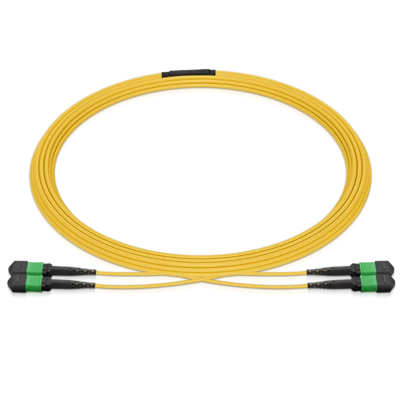 10m (33ft) MPO 2x2 Shuffle Breakout Cable, 16 Fibers, 2xMPO-8 APC (Female) to 2xMPO-8 APC (Female), Single Mode (OS2), Type 2, LSZH, 3.0mm, Max IL ≤ 0.35dB, Yellow SFPS