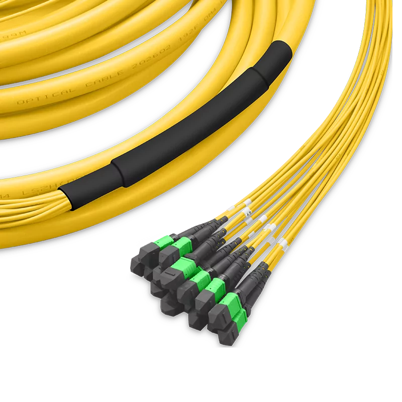 30m (98ft) Pre-terminated MPO 2x2 Shuffle Trunk Cable, 128 Fibers, 16xMPO-8 APC (Male) to 16xMPO-8 APC (Male), Single Mode (OS2), Type 2, LSZH, 0.35dB Max, Breakout 80cm, Yellow SFPS