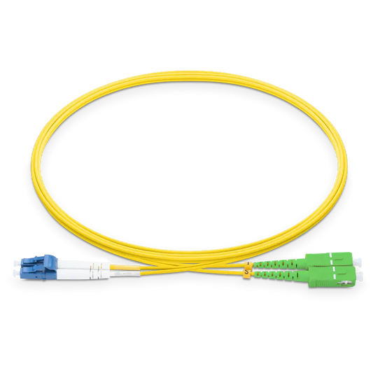 1.5m (5ft) LC UPC to SC APC Duplex OS2 Single Mode LSZH 2.0mm Fiber Optic Patch Cable SFPS
