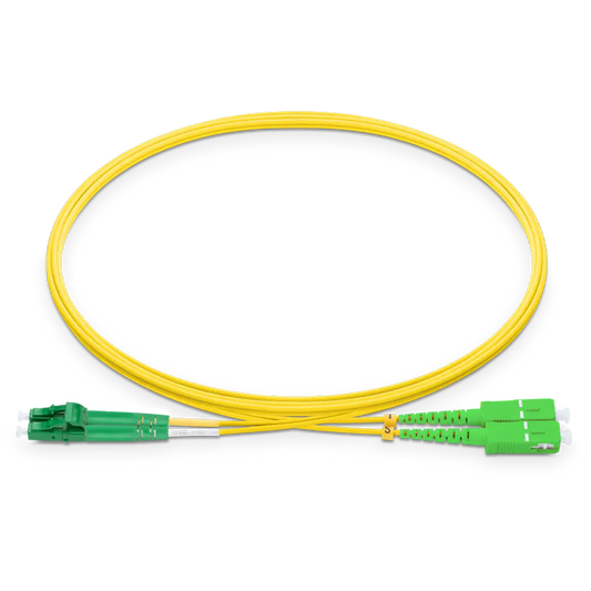 8m (26ft) LC APC to SC APC Duplex OS2 Single Mode LSZH 2.0mm Fiber Optic Patch Cable SFPS
