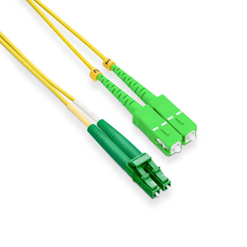 2m (7ft) LC APC to SC APC Duplex OS2 Single Mode LSZH 2.0mm Fiber Optic Patch Cable SFPS