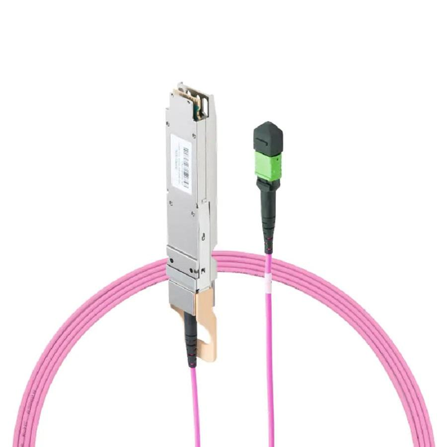 Generic Compatible 800GBASE-2xSR4/SR8 OSFP Finned Top PAM4 850nm 100m DOM IB and Ethernet Liquid/Immersion Cooling Transceiver for MMF with 3m Dual MPO-12/APC OM4 Erika Violet/Magenta Female Type A Pigtails SFPS
