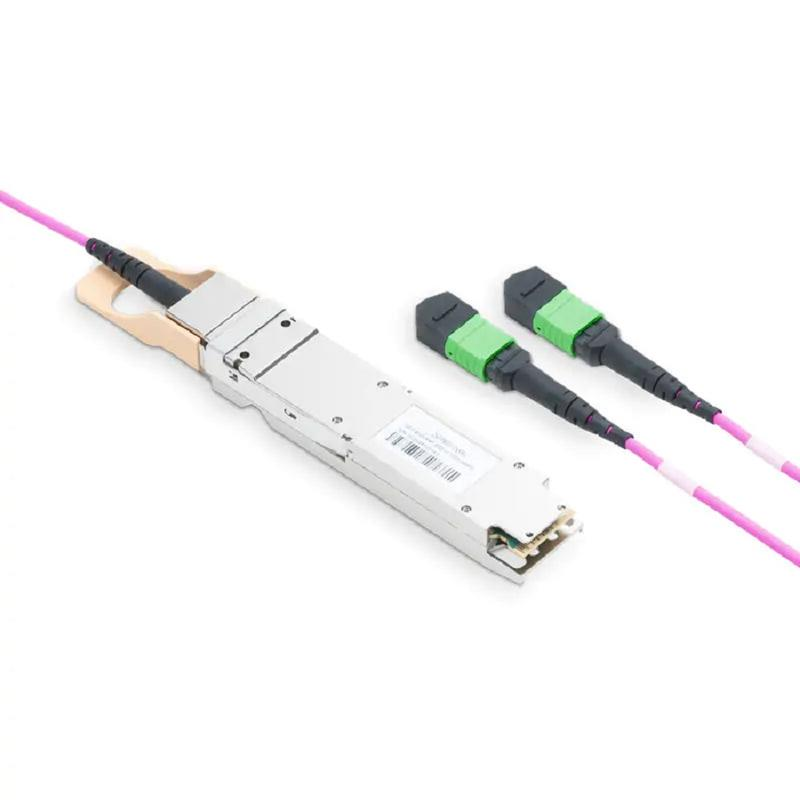 NVIDIA/Mellanox Compatible 800GBASE-2xSR4/SR8 OSFP Finned Top PAM4 850nm 100m DOM IB and Ethernet Liquid/Immersion Cooling Transceiver for MMF with 5m Dual MPO-12/APC OM4 Erika Violet/Magenta Female Type A Pigtails SFPS