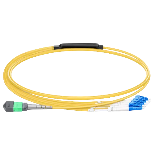 3m (10ft) MPO-8 APC (Female) to 4x LC Duplex UPC Single-mode (OS2) Harness, Type B, LSZH, Yellow SFPS