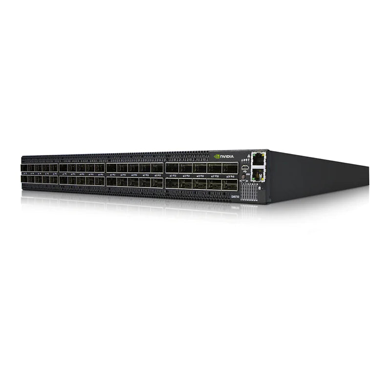 NVIDIA MQM8700-HS2F Quantum HDR InfiniBand Switch, 40 x HDR QSFP56 Ports, Two Power Supplies (AC), Managed, x86 Dual Core, Standard Depth, P2C Airflow, Rail Kit, with 3-year Service SFPS